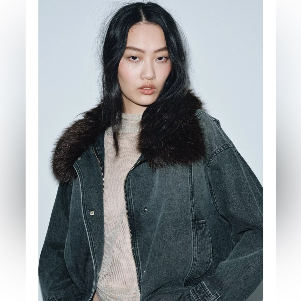ZW COLLECTION DENIM BOMBER JACKET